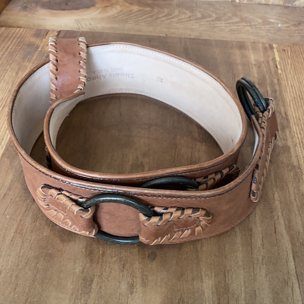 STREETS AHEAD HANDCRAFTED ITALIAN WIDE LEATHER BELT XL - Picture 5 of 11